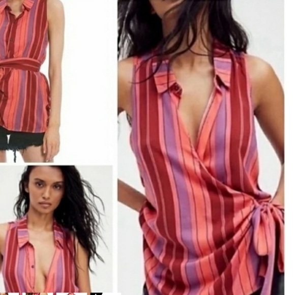 Free People Sleeveless Stripe Blouse - Picture 2 of 10